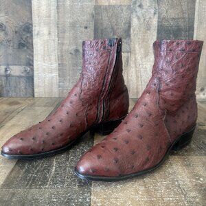 Tony Lama Vintage Full Quill Ostrich Western Ankle Cowboy Boots Mens 9.5 EE